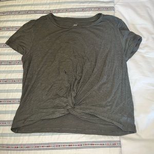 Green Cropped Tie Knot Shirt